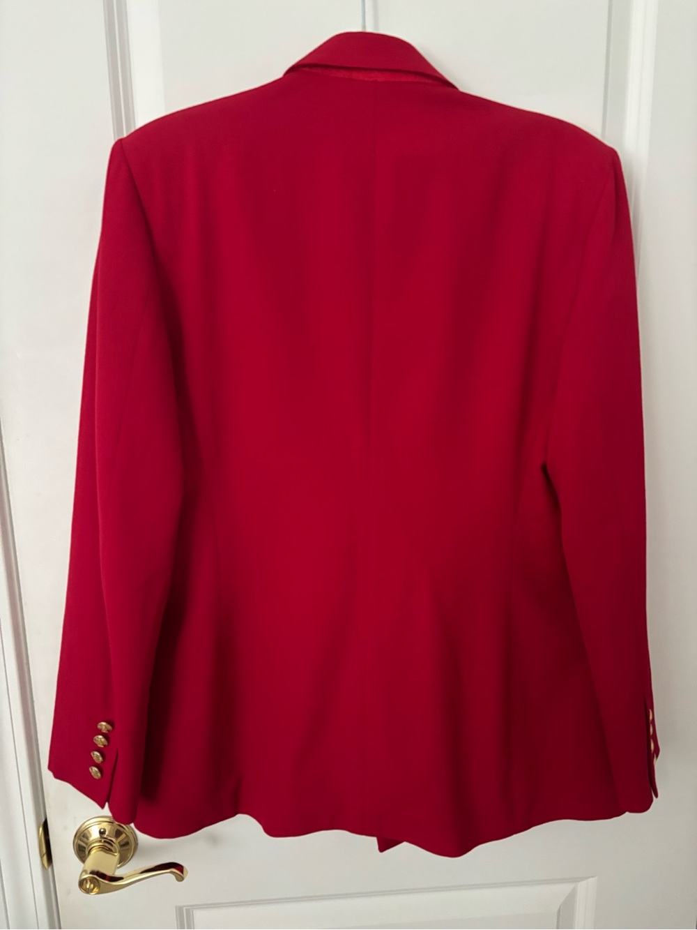 Vintage Cherry Red Austin Reed wool double-breasted blazer gold-tone buttons 8 - Picture 7 of 11